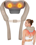 Neck Massager with Heat Cordless: Shiatsu Back Shoulder Massage Tools for Pain Relief Deep Tissue Electric 4D Kneading for Muscle Remedy Lymphatic Drainage Gifts for Men Women Mom Dad (Brown)