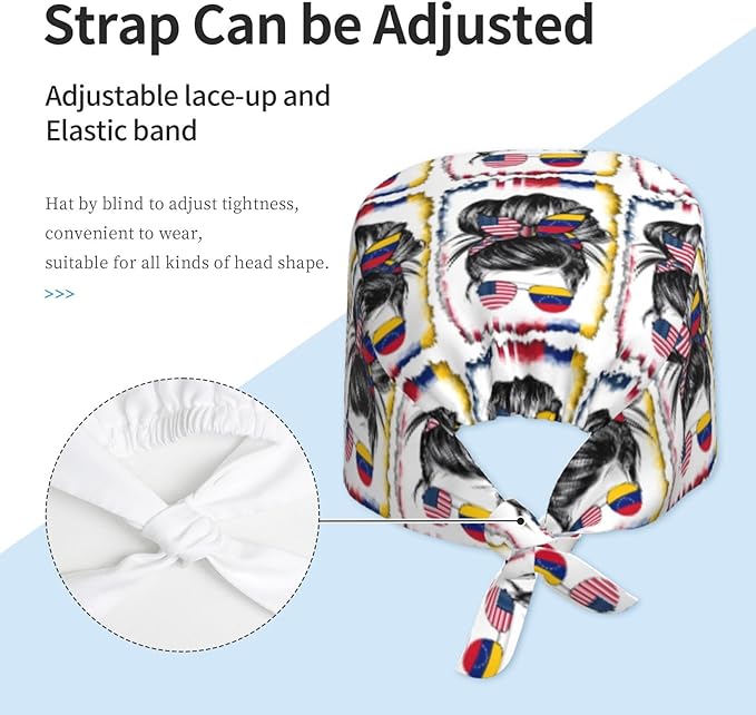 Adult Working Cap Adjustable Cleaning Work Sweatband Scrub Hat Tie Back Hats Headwear Bouffant Hat Head Headgear