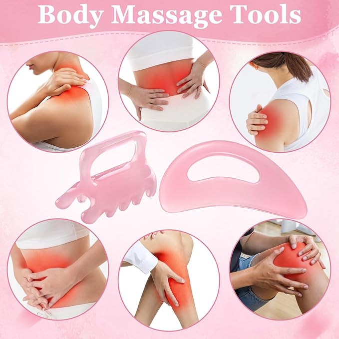 ProSuites 2Pack Fascia Massage Tool,Fascia Blaster for Cellulite Release Pink Resin Body Gua Sha Tool for Waist,Back,Legs,Face