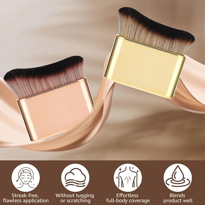Professional Kabuki Foundation Brush - Self Tanning Blend Brush, Makeup Brush Streak-Free Application Multi-Use for Foundation Self Tanner Sunscreen Body Lotion (Rose Gold (Self Tanner Brush))