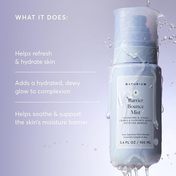 Naturium Barrier Bounce Mist, Hydrating Skincare with Urea, Squalane, Plant-Derived Ceramide & Aloe, 100 mL / 3.4 fl oz