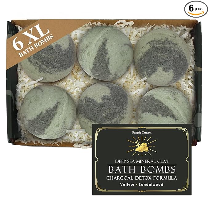 Purple Canyon Mineral Mud Bath Bombs | Deep Sea with Arctic Clay and Spirulina | Vetiver and Sandalwood Scented Bath Bomb Set
