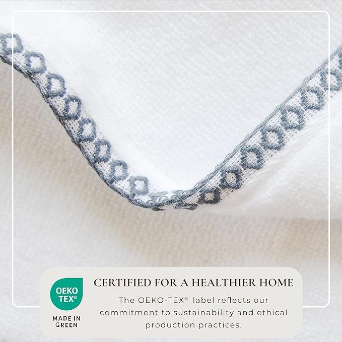 Great Bay Home Blue/White Hand Towel Set - Ultra-Soft Cotton, Boho-Chic Border Design - 6 Hand Towels (28" x 16") - Absorbent, Quick-Dry, Lightweight Bathroom Towels