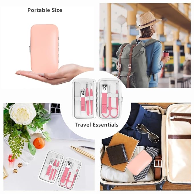 Manicure Set Women Nail Kit with Nail Clippers Eyebrow Tweezers Glass Nail File with Case Manicure Pedicure Kit Grooming Kit Personal Care Tools for Home Outdoor Travel Gift Giving Salon