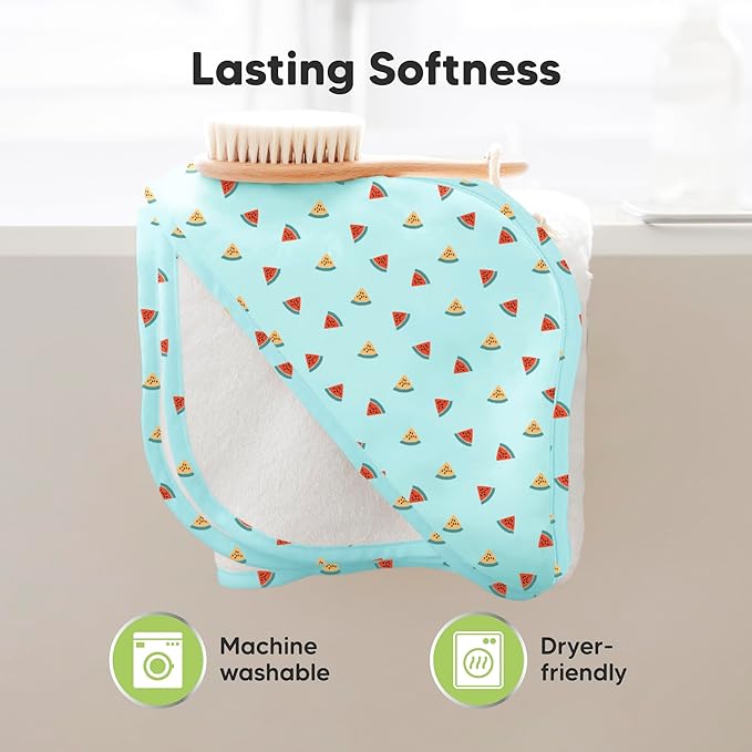 KeaBabies Hooded Baby Towel for Newborn - Viscose Derived from Bamboo Large Baby Bath Towels with Hood for Boys, Girls, Toddler, Extra Absorbent & Soft Newborn Bath Essentials (Melon Beat, Regular)