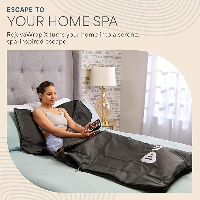 LifePro RejuvaWrap Infrared Sauna Blanket for Detox & Relaxation – Low EMF Carbon Fiber Heating, 9 Temp Levels, 5 Colors – Portable Sauna Blanket Infrared with Waterproof Interior & Carry Bag
