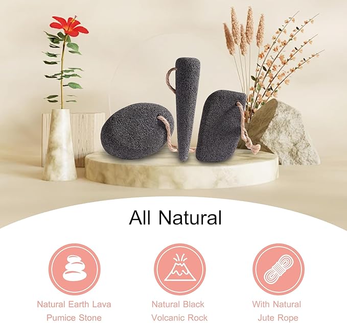 SAMEBUTECO Natural Volcanic Pumice Stone for Feet Pumice Cleaning Stone for Sole of The Foot,Edges of The Foot,Toe Seams Deep Clean,Foot Scrubber for Dead Skin Remover 3 Shapes
