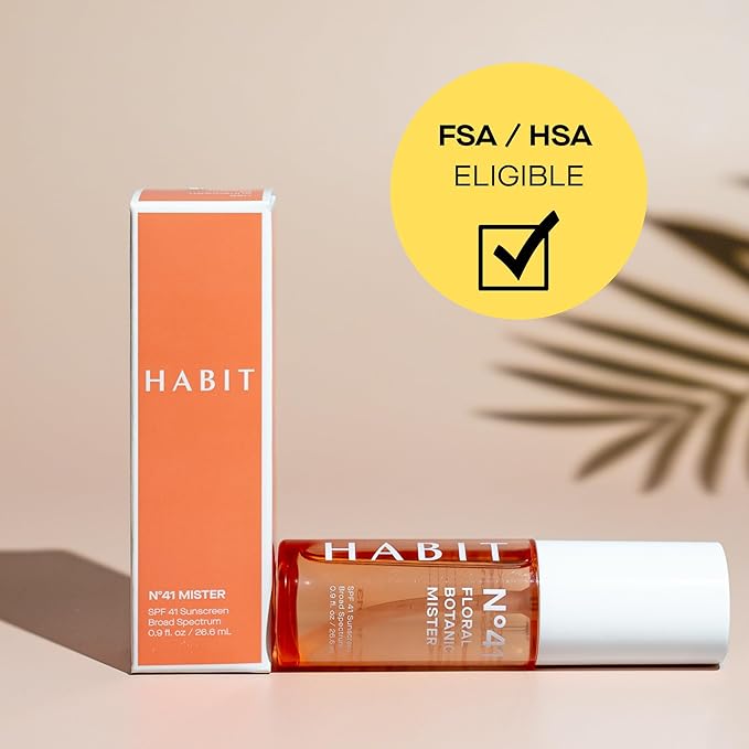 HABIT N°41 Floral Botanic Facial Sunscreen Mist SPF 41 — Touchless Application Over Makeup, Travel Size 0.9 oz