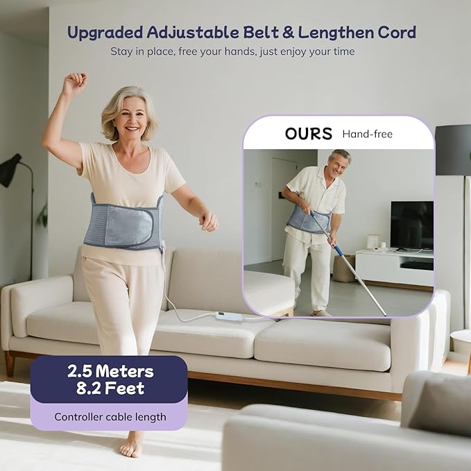 Heating Pad for Back, Upgraded Electric Heating Pad for Low Back Neck Shoulder Pain Relief, 12 x 24+26" Large Heat Pad with 4 Timer 6 Heat Setting & Auto Shut Off, Christmas Birthday Gifts for Men Dad