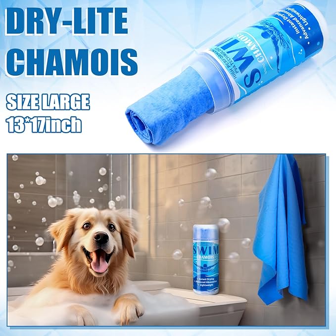 SmoothNovelty 2 Pack Swim Chamois Towel Water Absorbent Quick Dry Towel Shammy Chamois Cloth for Swimming Car Drying Diving Water Sports Beach Shower Pool Swimmer Gift