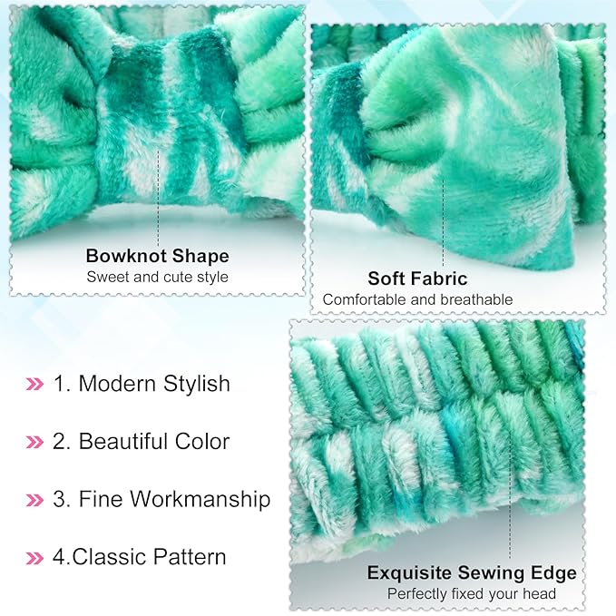 Wteehn 6pcs Headband and Wristband for Face Washing, Makeup Spa Skincare Headband, Skin Care Face Wash Headbands Wrist Bands Tools Set, for Women and Teen Girls Gifts