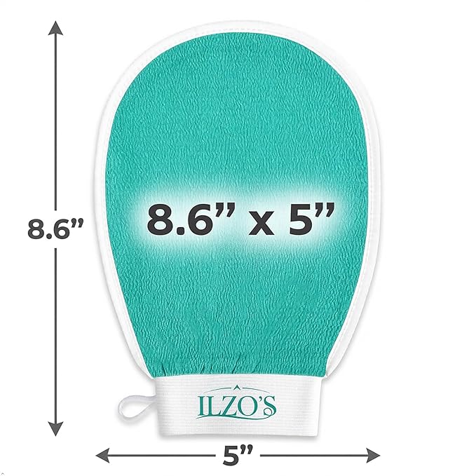 ILZO’S Original Exfoliating Mitt for Body (2 Pack) – Deep Exfoliating Glove for Dead Skin Removal, Korean Viscose Body Scrub Mitt for Smooth Skin, Helps Ingrown Hair & Keratosis Pilaris (GREEN)