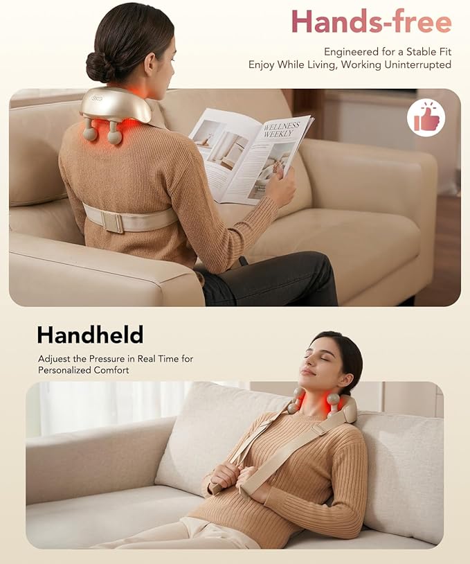 SKG H7 Ultra FSA Eligible Cordless Neck Massager for Pain Relief Deep Tissue, Shiatsu Shoulder Massager with Heat, Massage Tools for Trapezius, Lymphatic Drainage, Relaxation Therapy, HSA Items
