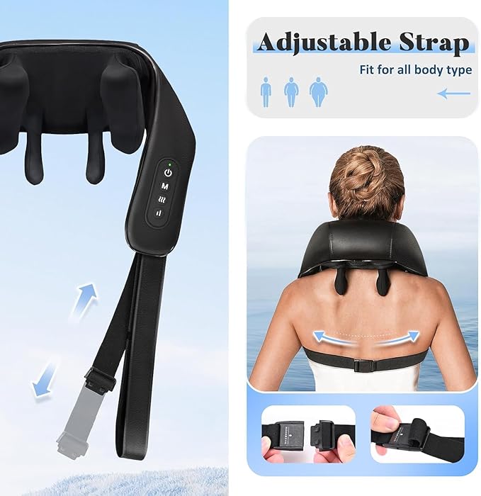 Valentine's Day Gift for Women Men, Neck and Shoulder Massager with Heat, Cordless Back and Neck Massager, 4D Shiatsu Deep Kneading Massagers for Shoulder, Back, Leg Neck Pain Relief, Home Office Use