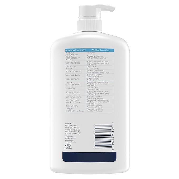 Ivory Body Wash, Designed for the Whole Family, Gentle Formula, Free of Dyes Heavy Perfumes Parabens Phthalates & Silicones, for Sensitive Skin, Designed for Skin's pH, Original Scent, 35 oz