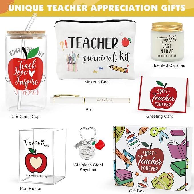 Teacher Appreciation Gifts, Teacher Appreciation Gift from Students, New Graduation Gift, Thank You Gifts Set, Back to School Teacher's Day Bulk Boxes for Teachers