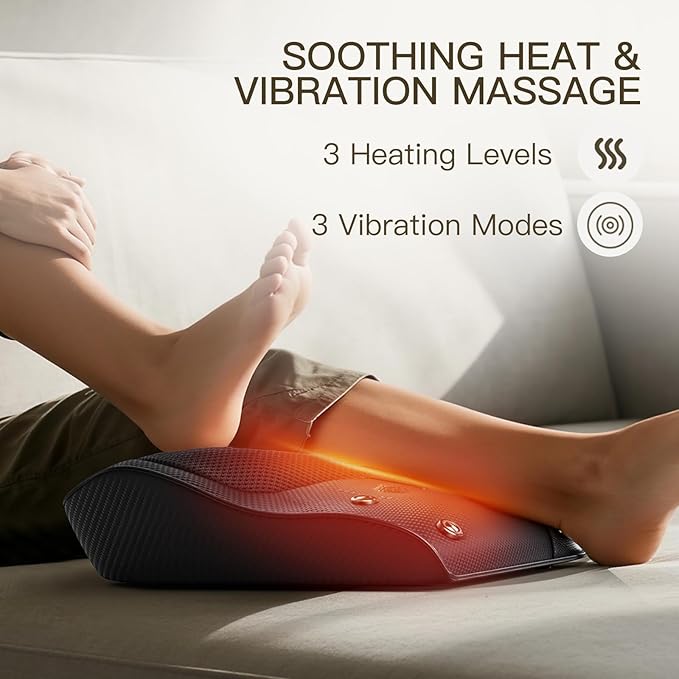 Back Massager with Heat, 4D Kneading Electric Massager for Neck Back Shoulder Leg Pain Relief, Cordless Portable Rechargeable for Home Office Car Use on Couch Bed, Valentine‘s Day Gift for Men Women