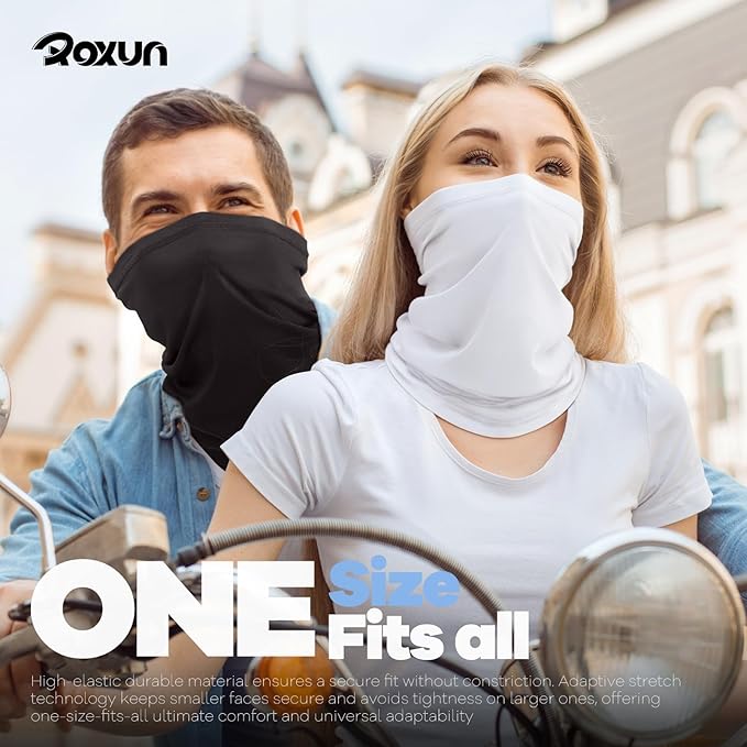 ROXUN 4 Pack Neck Gaiter, Cooling Breathable Face Mask UV Protection Scarf Hiking Bandana for Men/Women