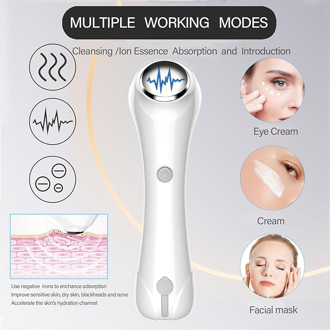 Facial Cleansing Brush, 2 in 1 Ｗaterproof IPx7 Facial Spin Scrubber Set with 4 Brush Heads, Rechargeable Exfoliating Face Brush Deep Cleansing, Gently Exfoliate and Remove Blackhead (White)