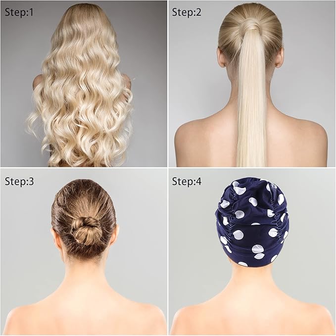 Swim Caps for Women Swimming,1 Pcs Fabric Nylon Cloth Swim Cap, Comfort Pleated Swimming Cap for Long Hair, Not Waterproof Elastic Bathing Caps, Swim Hat Keep Hairstyle Unchanged