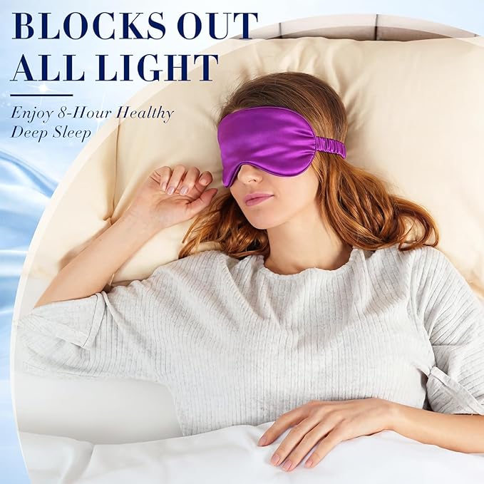 Cutecrop 12 Pcs Silk Sleep Masks Soft Satin Eye Masks with Adjustable Elastic Strap for Sleeping Comfortable Blindfold Eyeshade for Men Women Nap Night Travel Gifts (Pink, Black, Navy Blue, Purple)