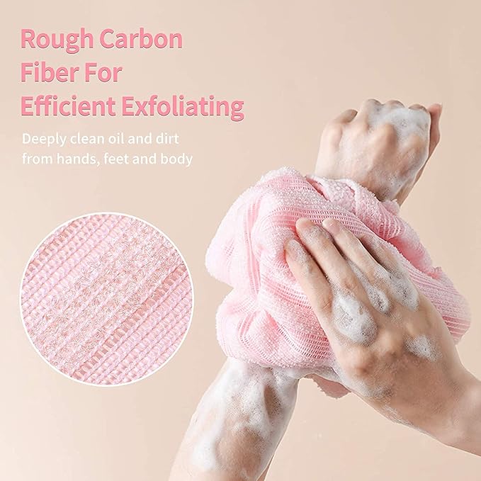 Yiclick Exfoliating Washcloth Towel - Exfoliating Body Scrubber, Loofah Wash Sponge - Korean & Japanse & African Washcloth - Soft + Rough Exfoliating Back Scrubber - for Senstive and Rough Skin
