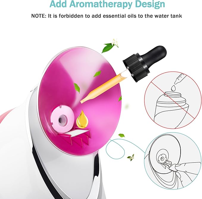 EZBASICS Facial Steamer Ionic Face Steamer for Home Facial, Warm Mist Humidifier Atomizer for Face Sauna Spa Sinuses Moisturizing, Unclogs Pores, 1 Pack + 5 Stainless Steel Skin Kit Pink