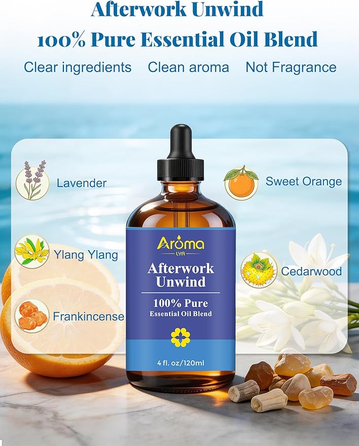 Afterwork Unwind — A 100% Pure Essential Oil Blend Bright Citrus-Floral Diffuser Blend that Helps You Switch Off The Noise of The Day, Essential Oils for Diffusers for Home