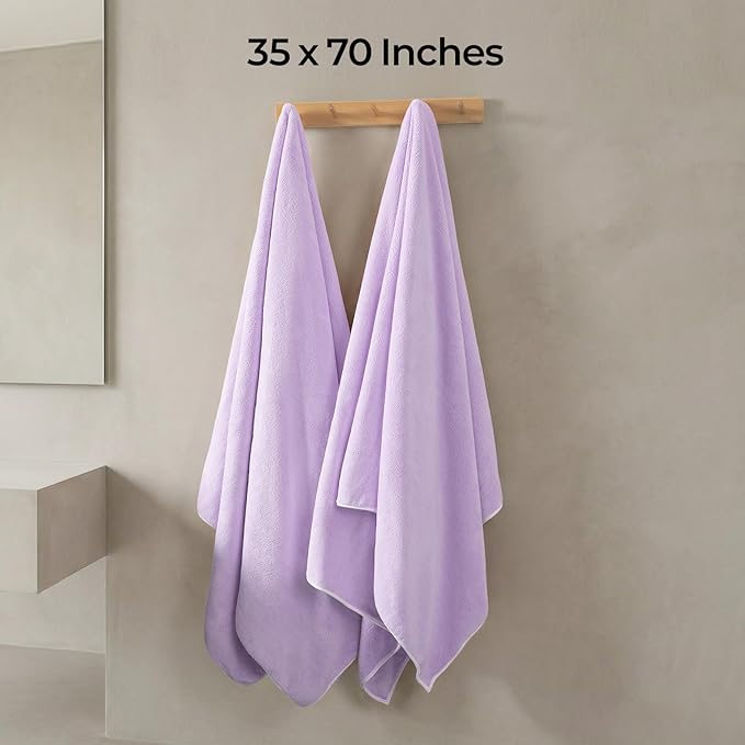 REDKISS 2 Pack Microfiber Extra Large Bath Sheets, 35 x 70 Inches, 670G, Soft and Absorbent, Quick Dry Oversized Bath Towels, Perfect for Bathroom, Plush Shower Towels for Spa, Gym & Hotel, Purple