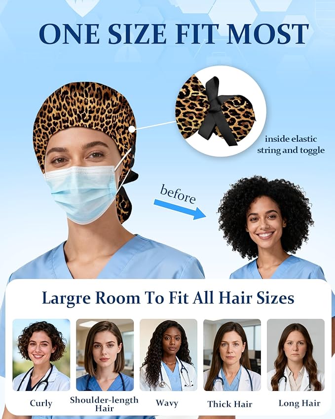 Plifal 100% Cotton Scrub Cap with Buttons-Nurse Cap with Sweatband for Women, Adjustable Working Hat,Satin Lined or Unlined