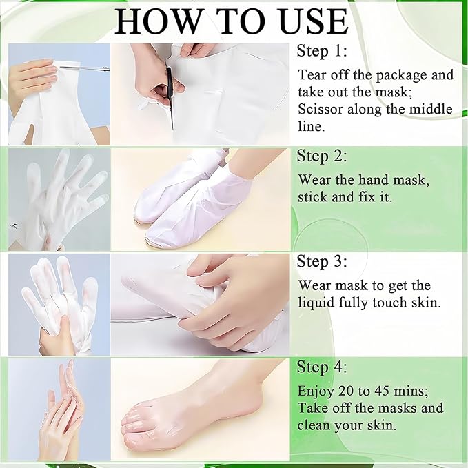 Aloe Vera Hand & Foot Mask Set (6 Packs: 3 Hand + 3 Foot) - Moisturizing Anti-Cracking for Dry Cracked Hands, Exfoliating Hydrating for Rough Feet, Spa-Grade for Women & Men