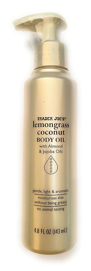 Trader Joes Lemongrass Coconut Body Oil with Almond and Jojoba Oils 4.8 FL OZ (143 ml)