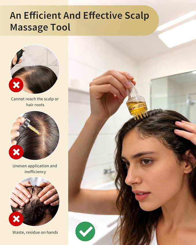 Rosemary Hair Growth Oil Set - Scalp Massager Applicator and Moroccan Argan Oil-Infused Serum for Hair Regrowth and Scalp Health Care