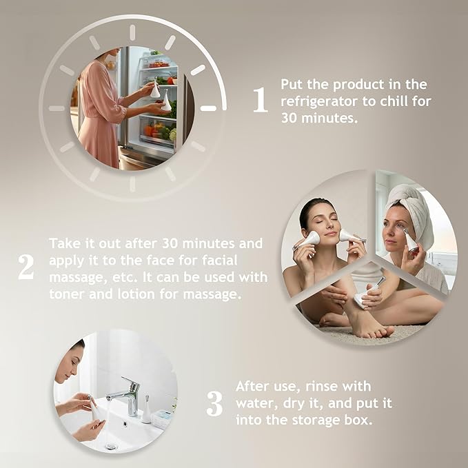 Ice Globes Facial rollers for Face Eyes, Aluminum Face Beauty Cryo tools for Girls Ladies, Cooling Spa Globes Cold Roller skin friendly no frostbite with Storage Box