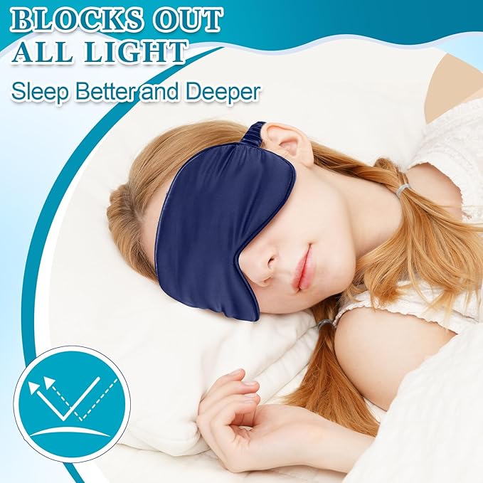 Cutecrop 12 Pcs Silk Sleep Masks Soft Satin Eye Masks with Adjustable Elastic Strap for Sleeping Comfortable Blindfold Eyeshade for Men Women Nap Night Travel Gifts (Black, Dark Green, Navy Blue)