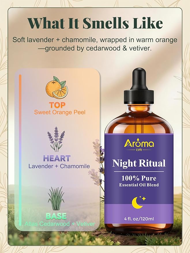Night Ritual — A 100% Pure Essential Oil Blend Unwind-Ready Aroma for Your Nightly Routine, Essential Oils for Diffusers for Home