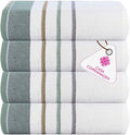 CASA COPENHAGEN White Bay 4Pcs 100% Egyptian Cotton Large Designer Towels Gift Set- Grey - Sea Grass, 600 GSM, 55"x27", 4Bath Towels for Bathroom (Box Pack, Set for Women & Men)