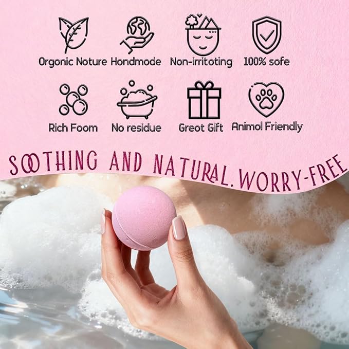 GETT Rose Bath Bombs 4 Pack Individually Wrapped – Bath Bombs for Women, Bubble Bath, Aromatherapy Essential Oils, Moisturizing Spa Gift Set, Mother’s Day Gift for Mom, Relaxing Bath Bomb Gift Set
