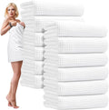 SmoothNovelty 12 Pack Microfiber Bath Towels Bulk 27'' x 60'' Oversized Beach Towel Highly Absorbent Extra Large Soft Drying for Shower Pool Salon Sauna Bathroom Gym Party (Square,White)