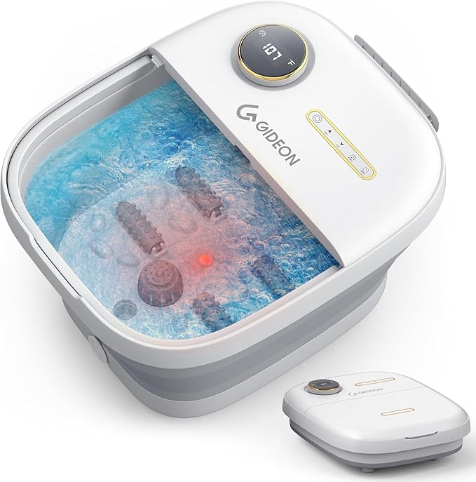 Gideon Foot Massager & Spa - Luxury Heated Foot Bath with Lights & Bubbles, Therapeutic Foot Spa and Pedicure Tools for Feet