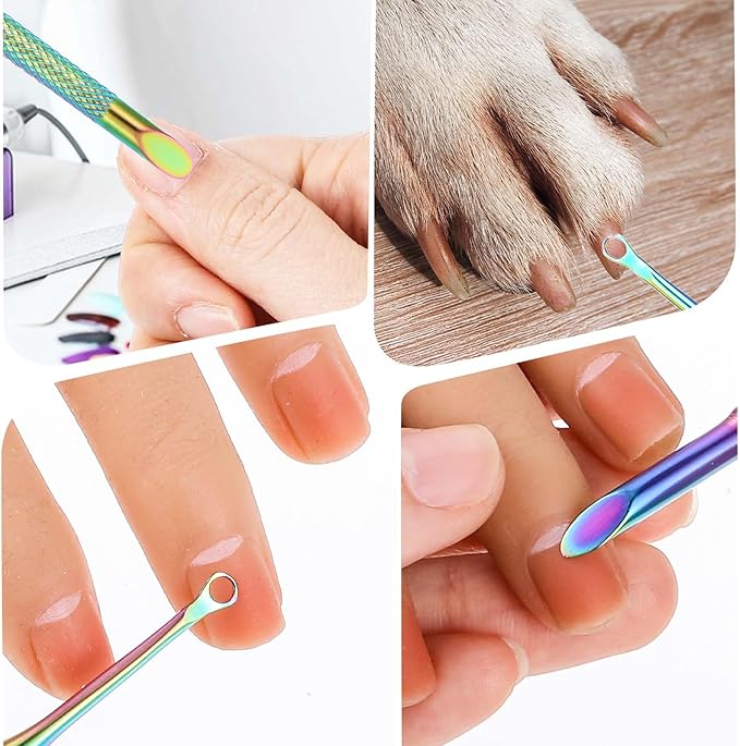 Dual Ended Nail Cuticle Pusher, 100/180 Grit Sandpaper Sheets Cuticle File Stainless Steel Nail Pusher Russian Prep Nails Pushers Self-Adhesive Sandpaper for Manicure Pedicure Nails Art Care Tools