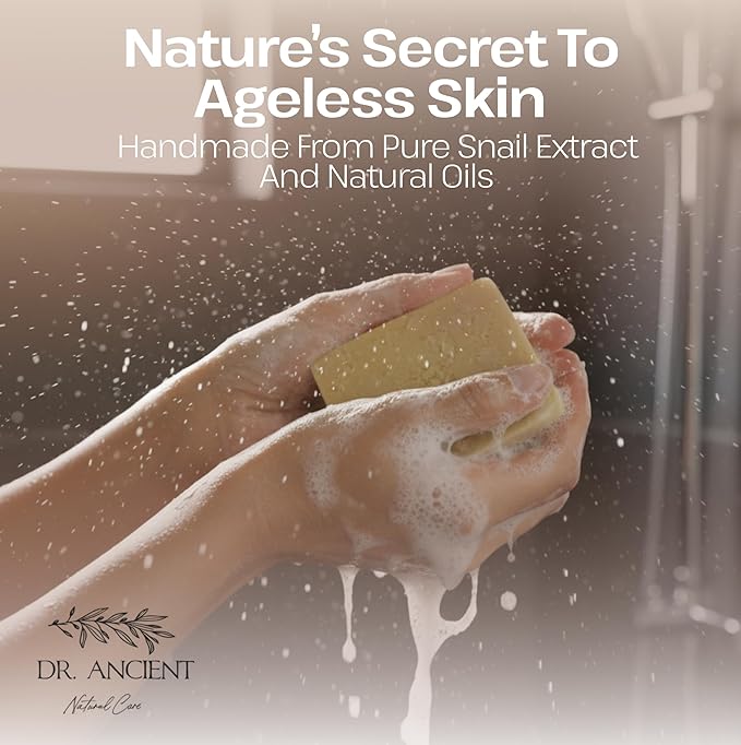 Dr.Ancient Snail Soap Bar, Organic Soap Bars Handcrafted the Traditional Way, Natural Chemical-Free, Vegan, Used for Face Wash, Body Wash, Hand Cleansing and Daily Skin Care, Gentle Cleanser