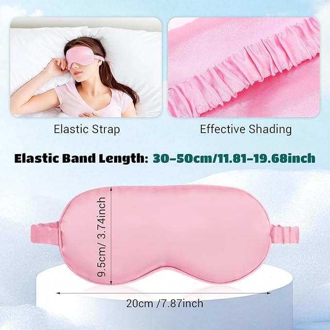 Cutecrop 50 Pcs Silk Sleep Mask Blackout for Women Men, Adjustable Comfortable Eye Cover Blindfold No Pressure for Sleeping, Travel, Napping, 5 Colors(Classic Color)