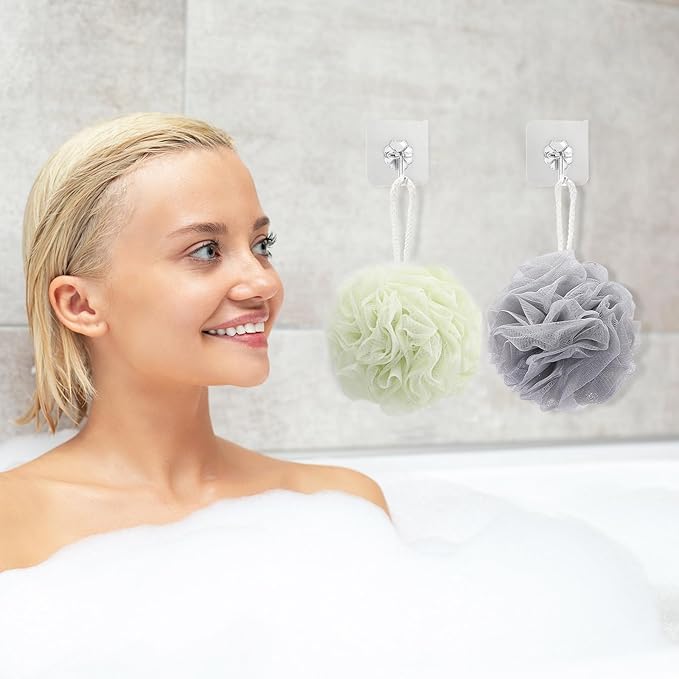 8 Small Mesh Pouf Bath Sponge - Mesh Loofah Body Exfoliating Shower Ball Shower Sponge