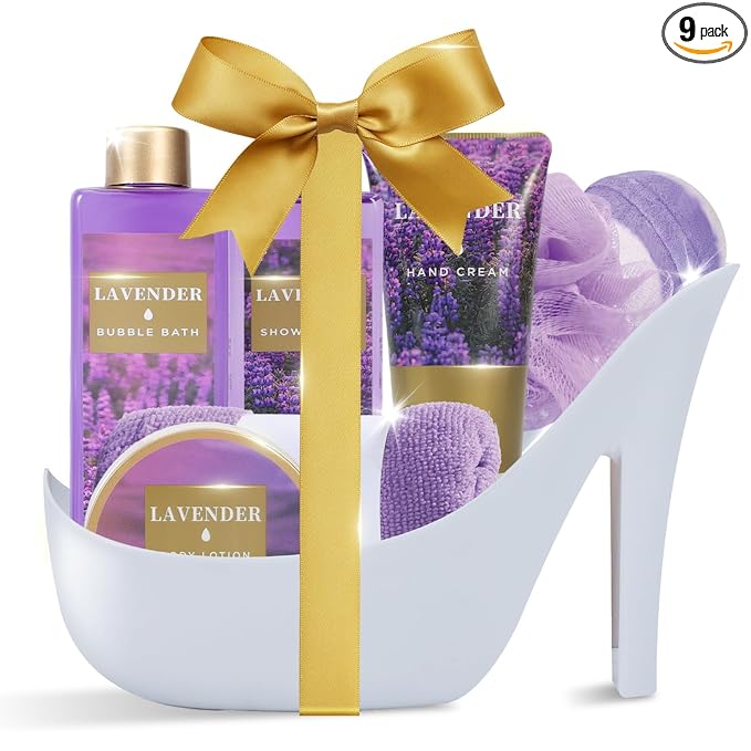 Spa Luxetique Gifts for Women 8pcs Relaxing Lavender Gift Set for Women High Heel Spa Gift for Womens Birthday Gifts for Womens Mom Grandma Teacher Nurse Mothers Day Gift
