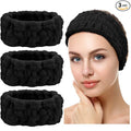 Chuangdi 3 Pieces Spa Headband for Women Facial Makeup Headband Soft Terry Cloth Hairband for Washing Face Mask Spa Shower Gifts(Black)