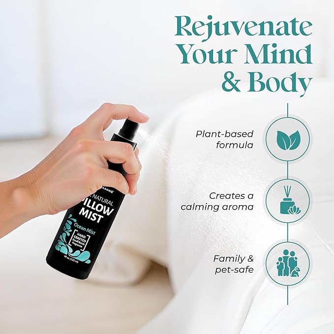 Aromasong All Natural Pillow Spray - Mothers Day Gift Set - Pack of Lavender, Ocean Mist, and Eucalyptus Included - Calming Linen & Bedtime Natural Essential Oil Mist Spray for Sleeping