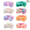 8 Pack Spa Headbands, Microfiber Face Wash Headbands with Cute Bow, Soft Elastic Skincare Hair Bands for Makeup, Shower, Daily Beauty Routine（Tie Dye