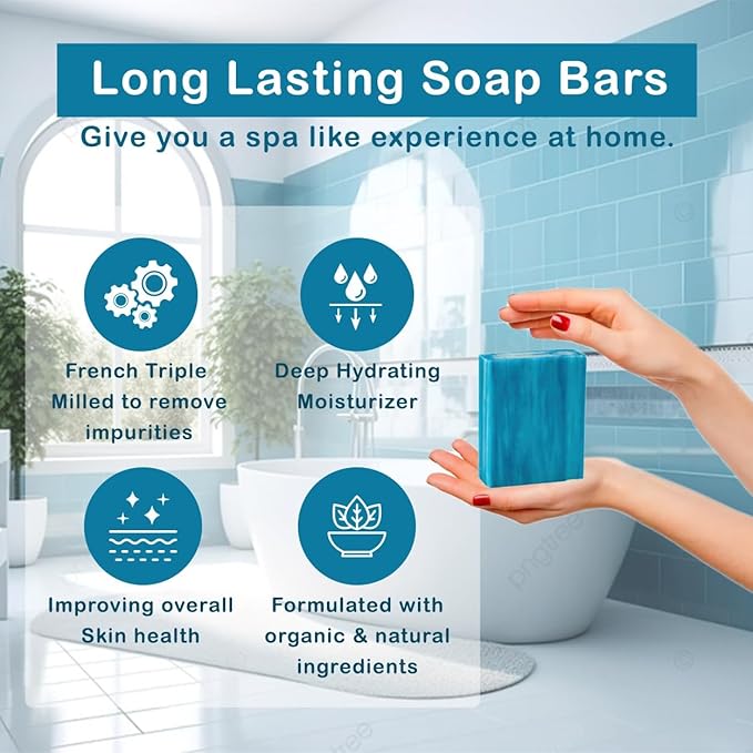 Simple Scents Australia Ocean Breeze Scented Natural Soap Bars (5 Bars), 3.5oz Moisturizing French Triple Milled Soap Bars Enriched with Shea Butter - Pure Plant Oil Bath & Body