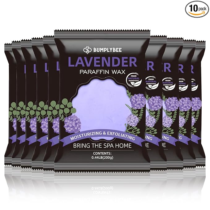 BUMPLYBEE Paraffin Wax for Hand and Feet, 10 Pack Lavender Paraffin Wax Refills for Paraffin Wax Machine, Hand Wax Paraffin Wax Bath, Foot Wax Paraffin Bath, Moisturizing Hands Feet, Deep Hydration